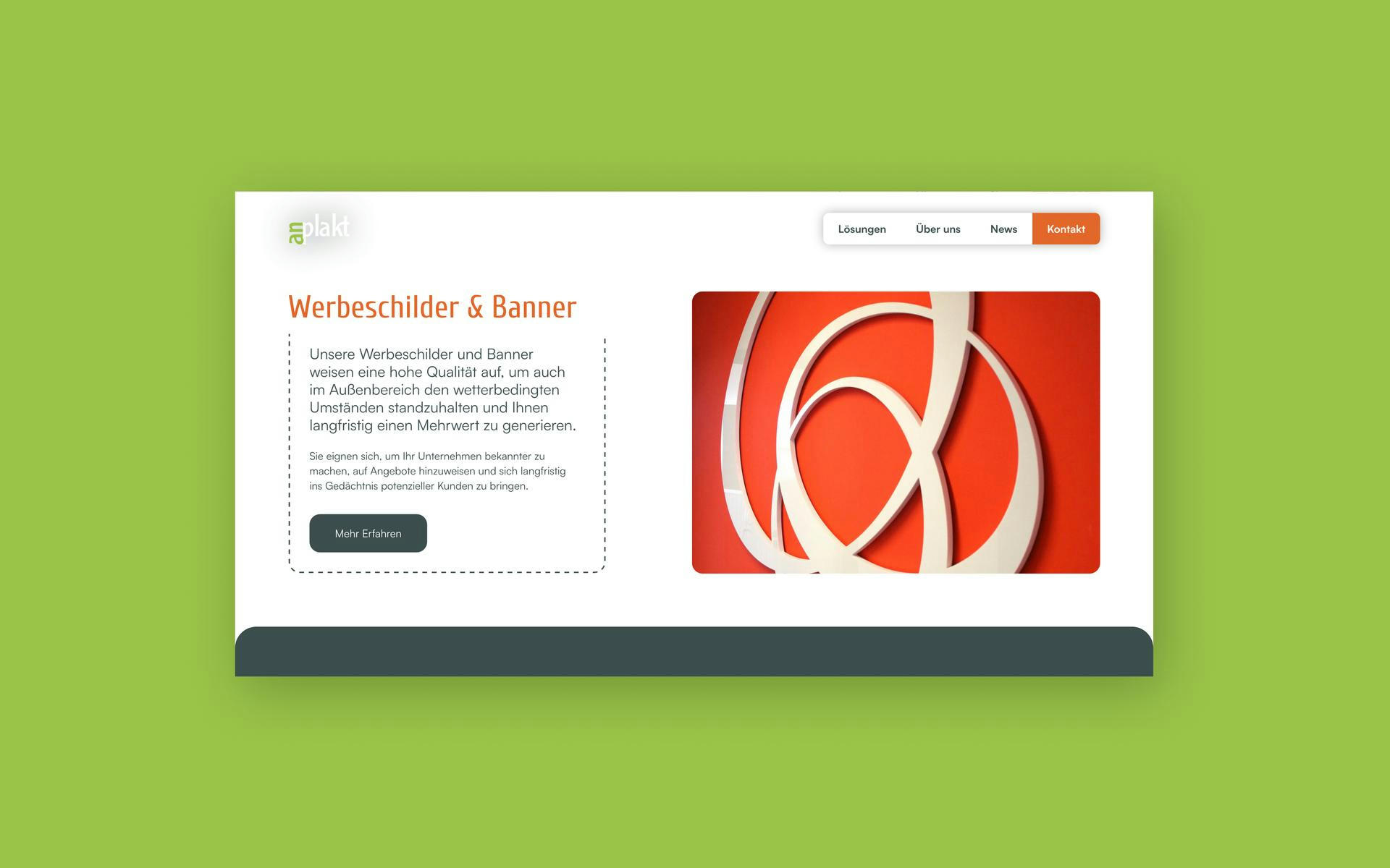 Desktop Mockup of a website for anplakt, an advertising technology company in Frankfurt, Germany.