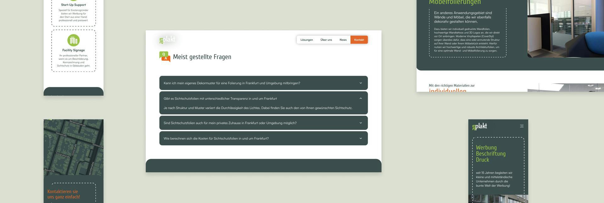 Overview of a website for anplakt, an advertising technology company in Frankfurt, Germany.