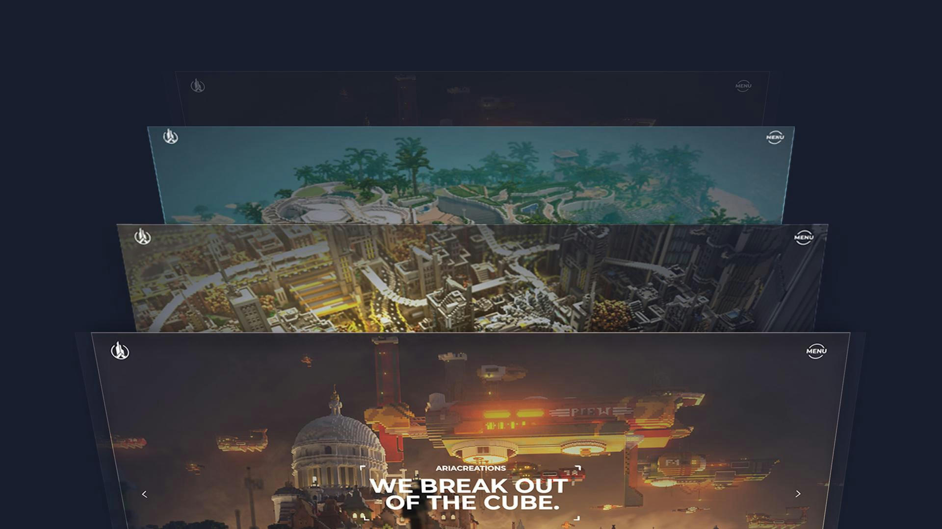 A mockup of the website developed by panascais for ariacreations with a scifi look.