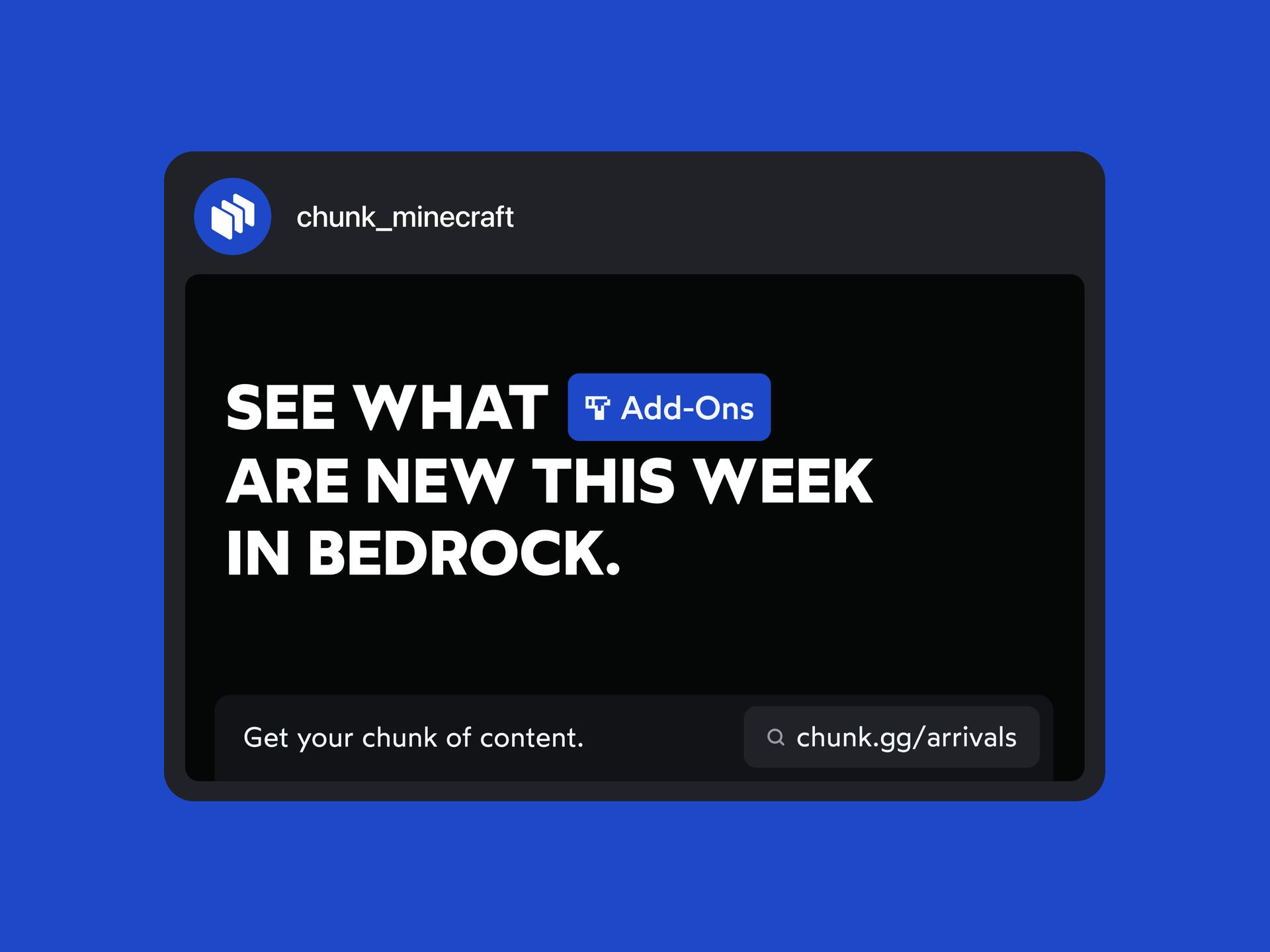 Social media posting of the CHUNK website.