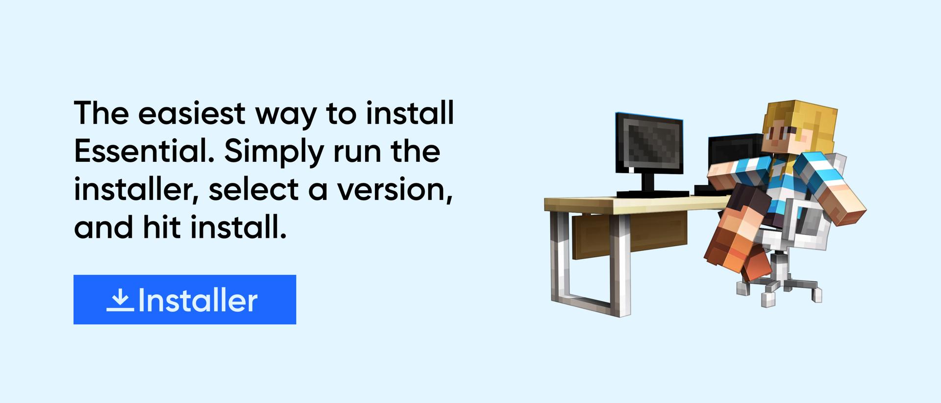 The installer section of the Essential website design