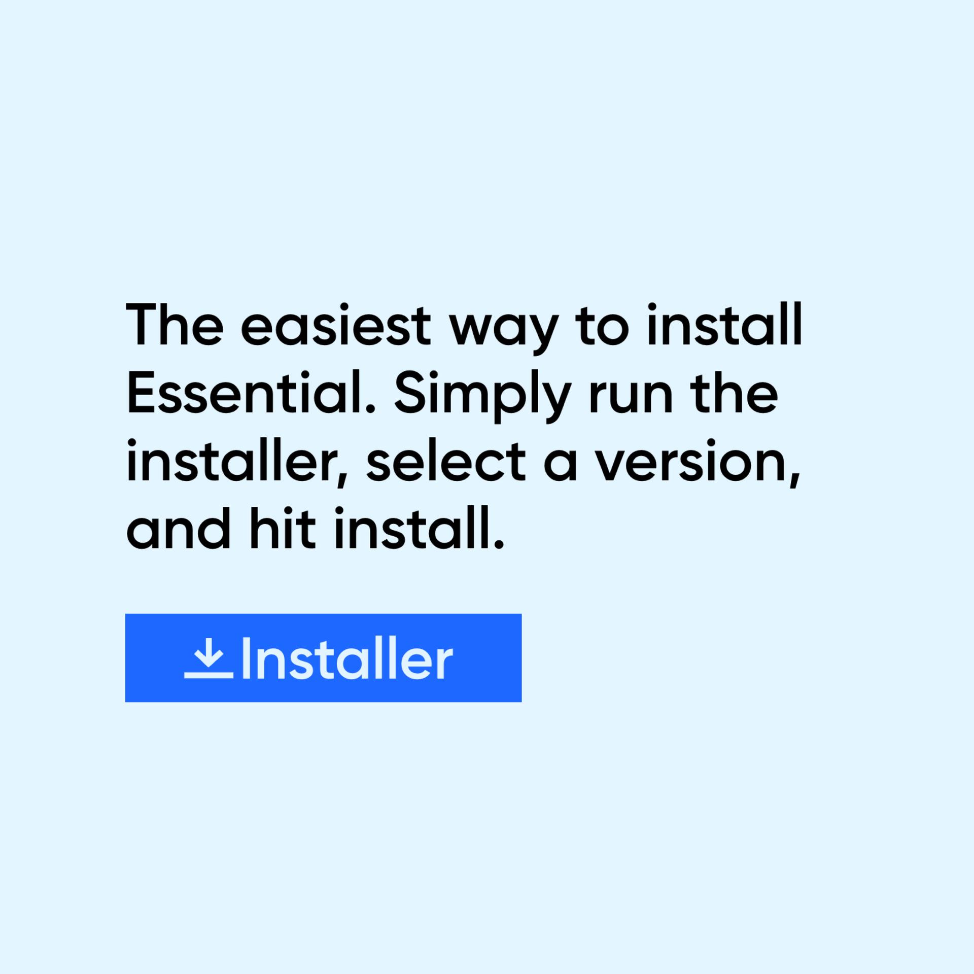 The installer section of the Essential website design