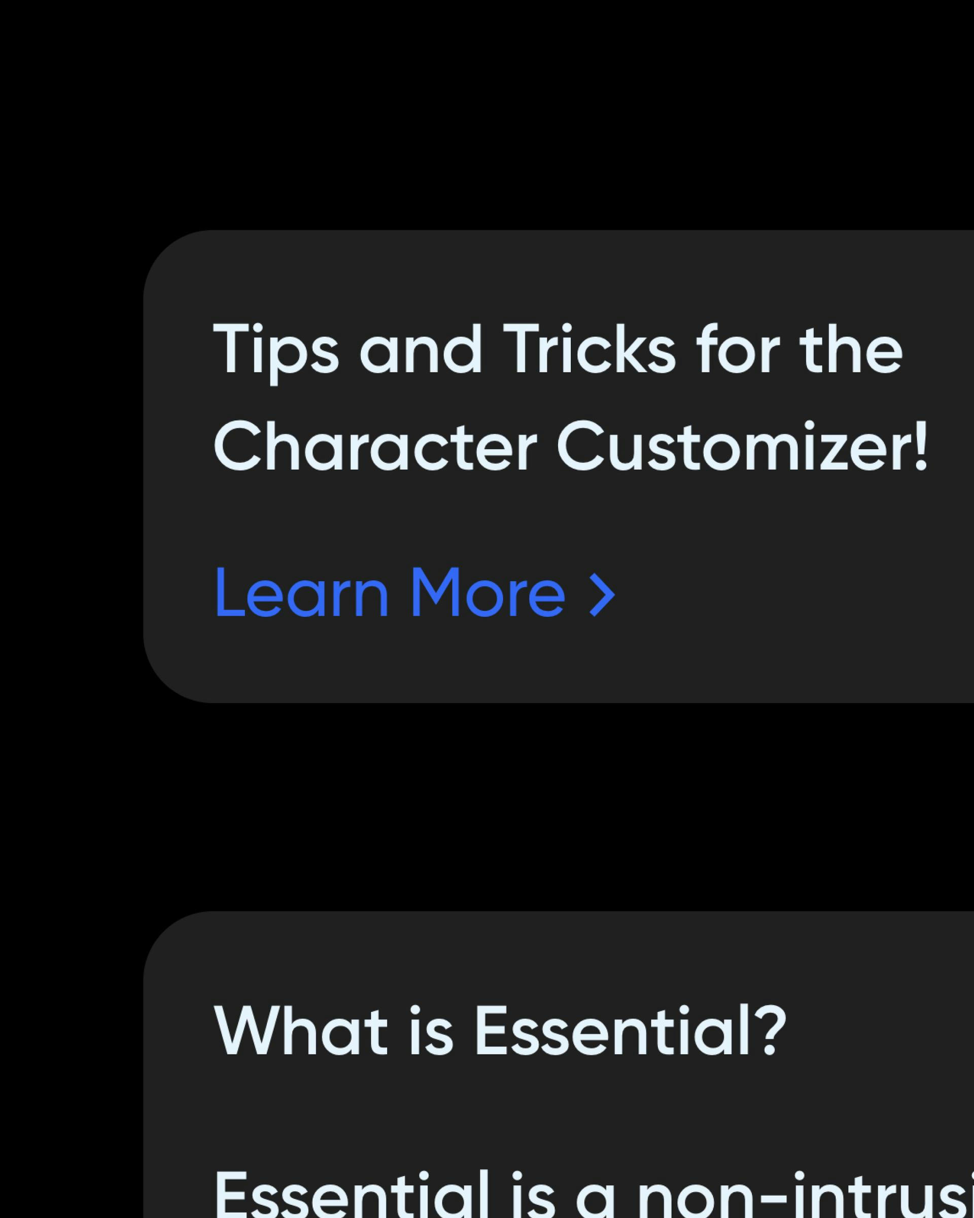 UI and UX Elements of the Essential website made by Panascais