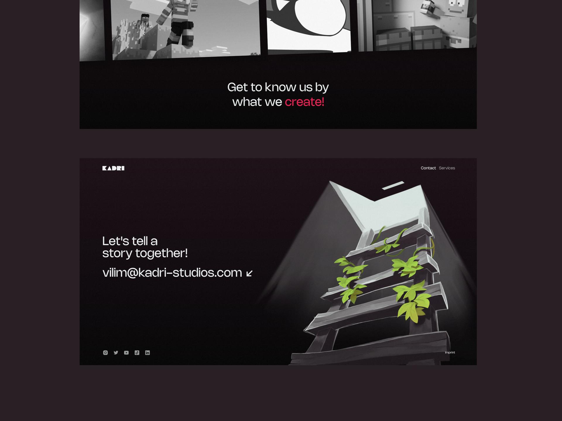 Website screen of the KADRI studios project