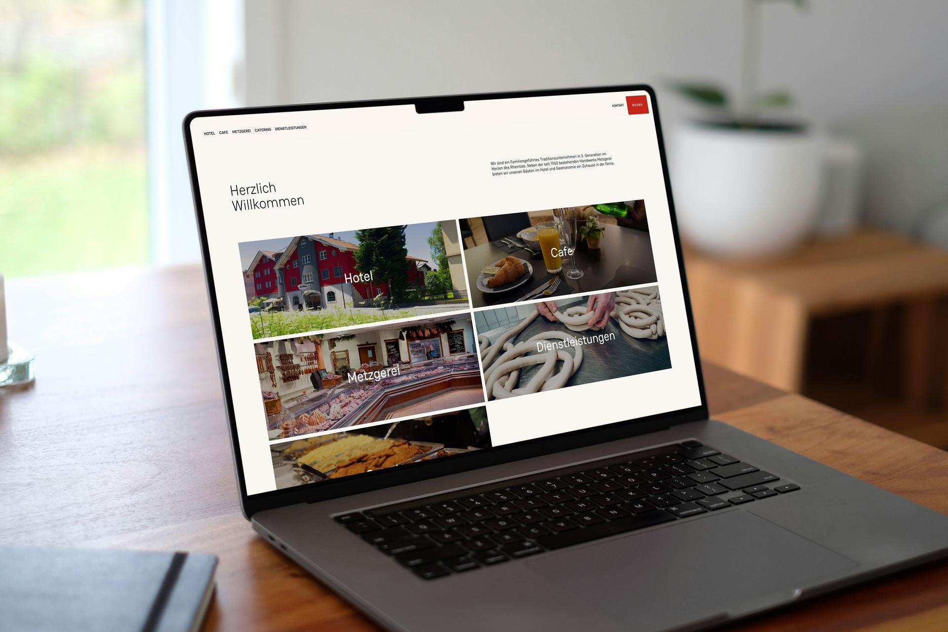 Mockup showing the main page of the Metzgerei Schatz website.