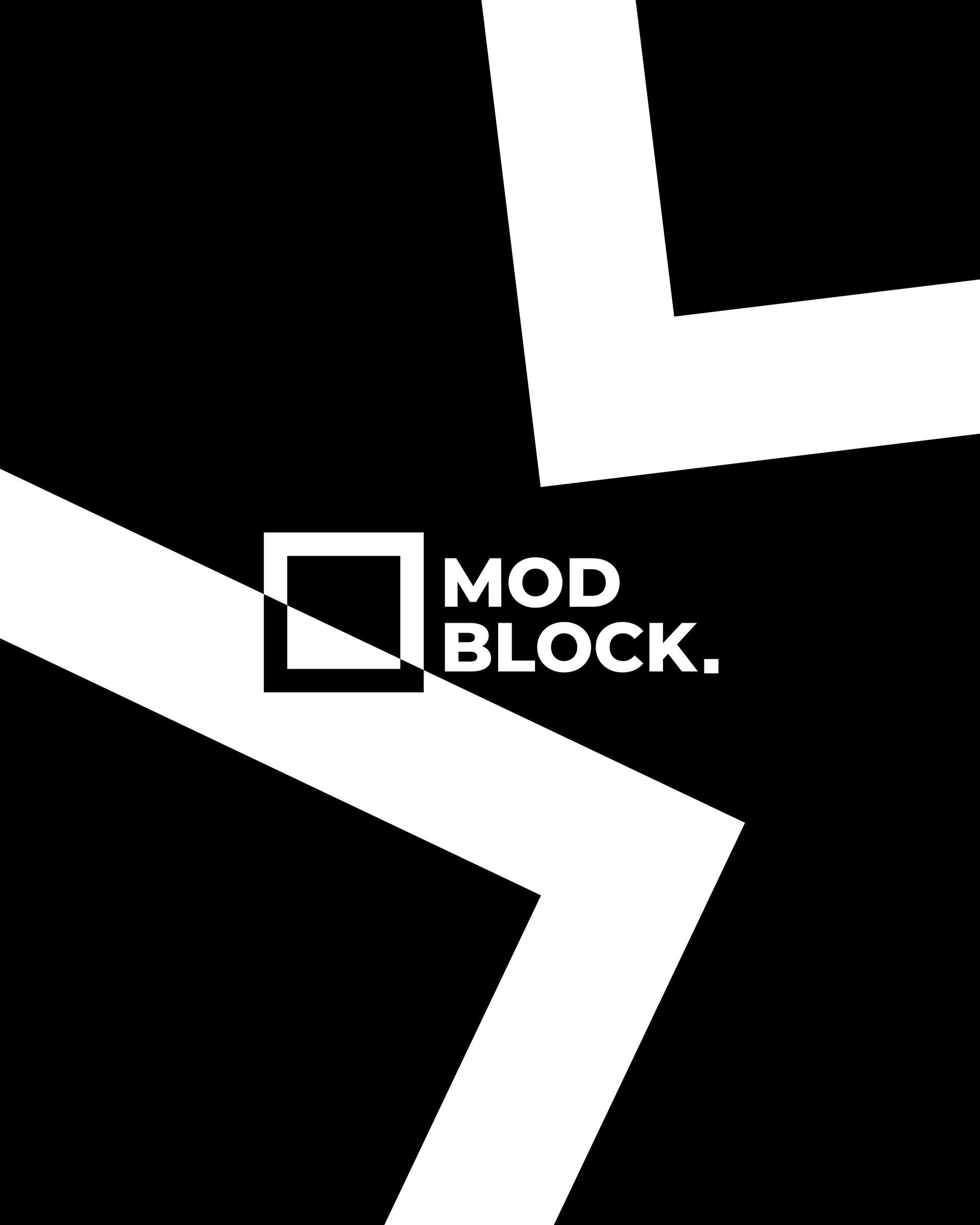 Mod Block's logo on black background. Thumbnail for the website project.