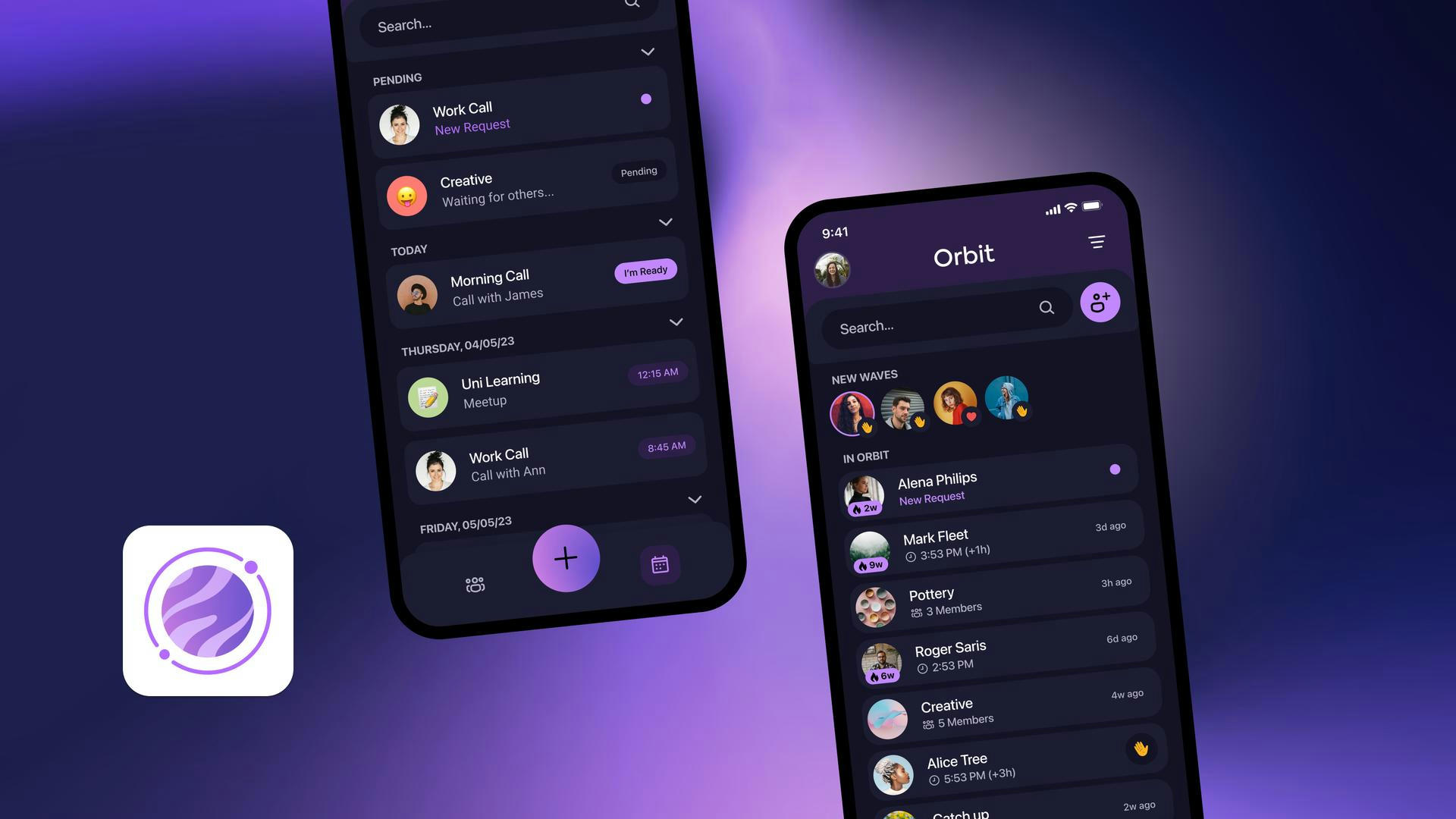 Mockup of the Orbit website, branding and app project.
