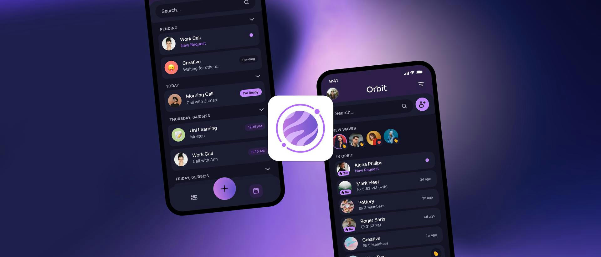 Large wallpaper of the Orbit website, branding and app project.