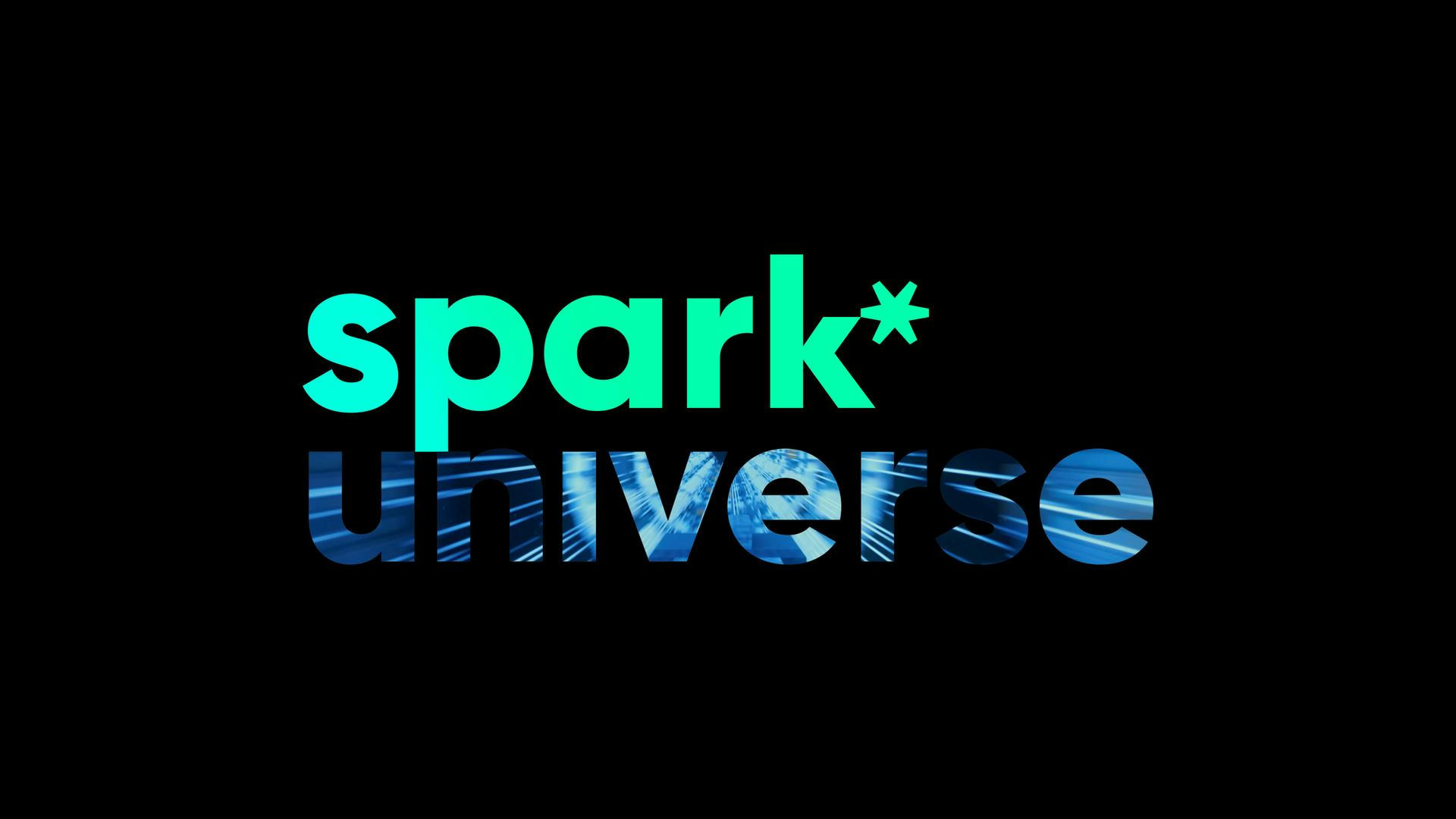 Spark universe logo on black background. Thumbnail for the website project.